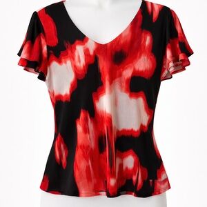 Calvin Klein Red and Black Short Sleeve Top